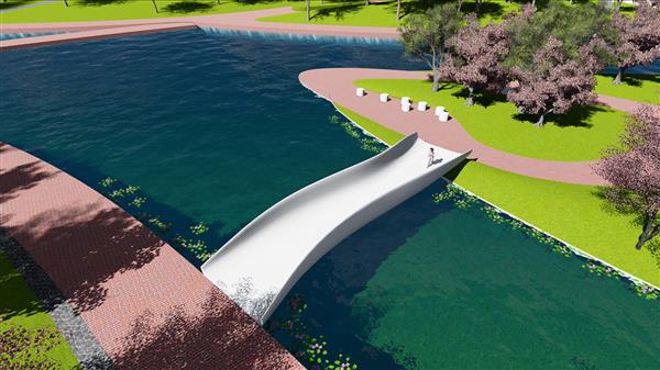 全球最大塑料3D打印机30天制造湖上人行天桥