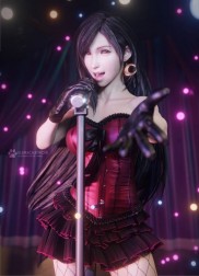 《FF7》蒂法3D作品超美：紫色连衣裙别具韵味