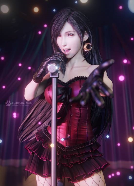 《FF7》蒂法3D作品超美:紫色连衣裙别具韵味