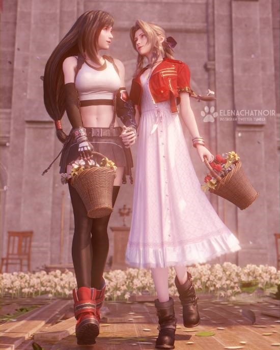 《FF7》蒂法3D作品超美:紫色连衣裙别具韵味