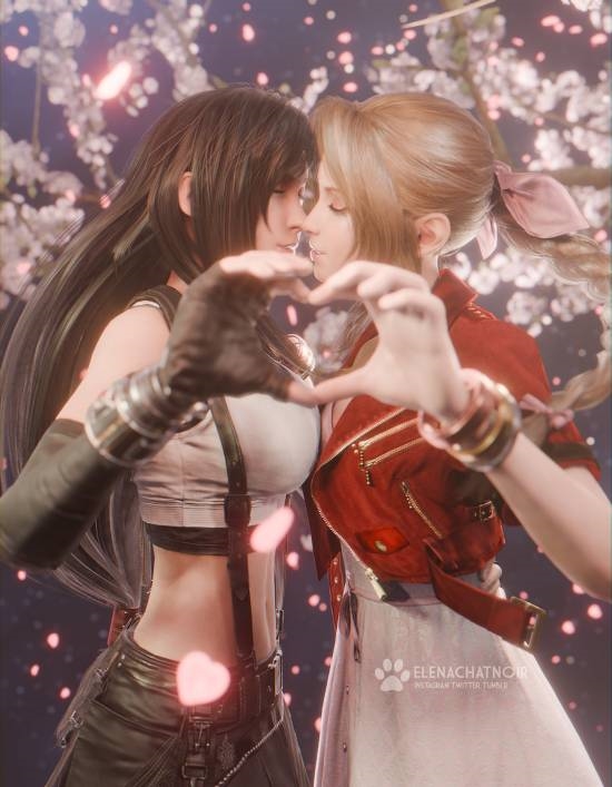 《FF7》蒂法3D作品超美:紫色连衣裙别具韵味