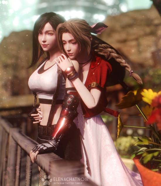 《FF7》蒂法3D作品超美:紫色连衣裙别具韵味