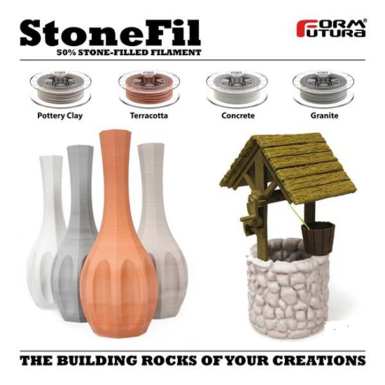 Formfutura推出含50%石头粉末的StoneFil 3D打印材料