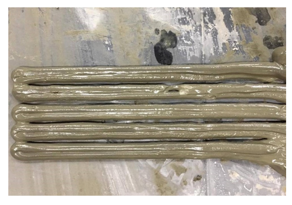 使用直径为7.9mm的蠕动泵印刷的水泥砂浆 使用直径为7.9mm的蠕动泵印刷的水泥砂浆