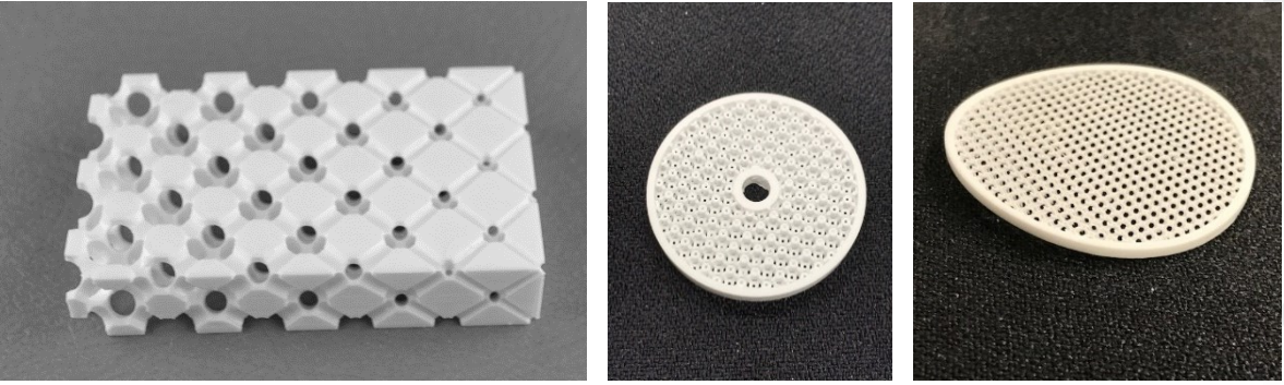 对于晶格结构,3DCeram已经制造了几种类型的设计,从最简单的设计(左)到最复杂的设计(右)。 对于晶格结构,3DCeram已经制造了几种类型的设计,从最简单的设计(左)到最复杂的设计(右)。