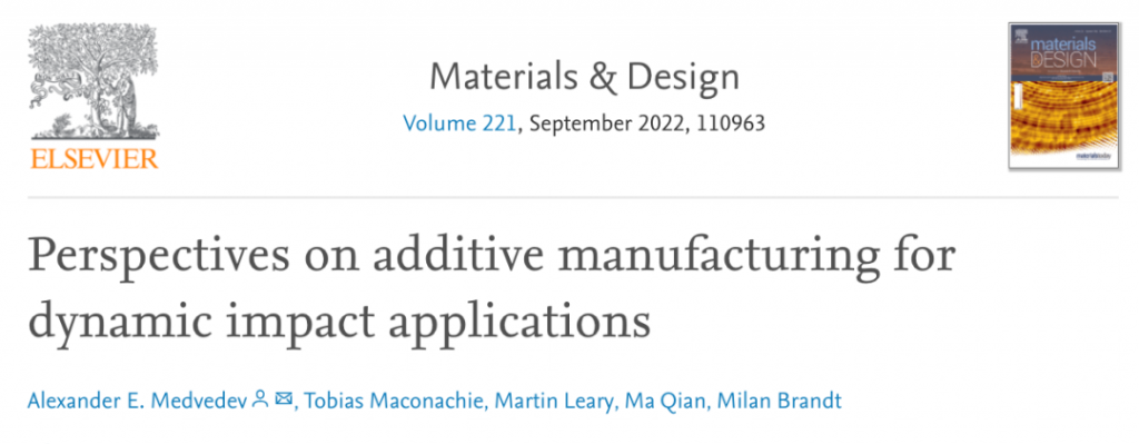 3D打印-增材制造金属材料及结构用于动态冲击应用(一)