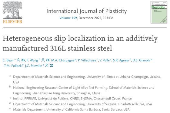 上海交通大学等对增材制造316L不锈钢中的异质滑移定位研究