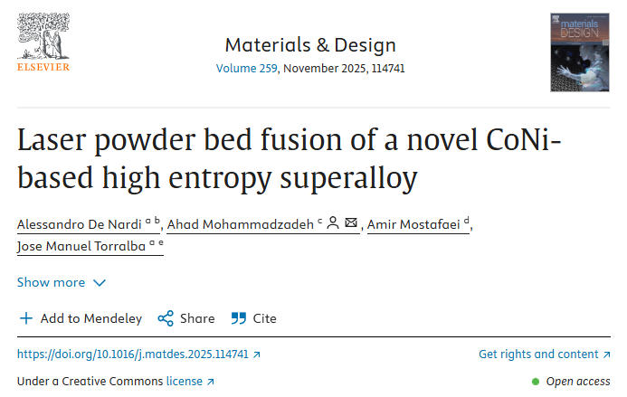 IMDEA新型3D打印高熵高温合金问世,为下一代喷气发动机部件开辟新路径