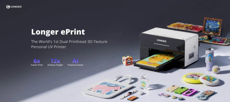 LONGERePrint正式发布:全球首款AI驱动的双打印头3D纹理个人UV打印机